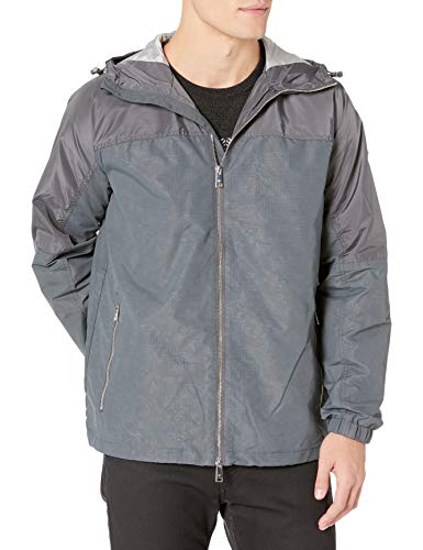 A|X Armani Exchange Men's Paisley Zip Up Hooded Jacket, Dark Grey/Light Grey, L
