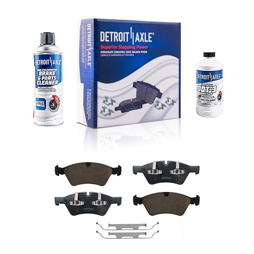 Image of Detroit Axle - Front Brake Pads for Mercedes-Benz E350 E500 E550 GL320 GL350 GL450 GL550 ML320 ML350 ML450 ML500 ML550 R320 R350 R500, G55 AMG, Ceramic Brake Pads w /Hardware Replacement