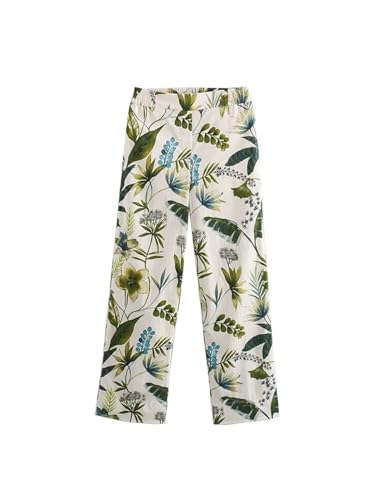 Women's Suit Short Sleeve Tie Printed Shirt Top High Waisted Wide Leg Pants Set Ladies Two Piece Set