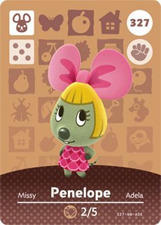 Penelope - Nintendo Animal Crossing Happy Home Designer Series 4 Amiibo Card - 327