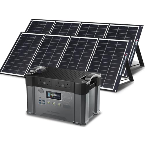 ALLPOWERS S2000 2000W Portable Power Station with 2x 200W Foldable Solar Panel, 4x AC Pure Sine Wave Solar Generator 1500Wh Outdoor Generator Backup Battery Pack for Home Emergency Outdoor RV Camping