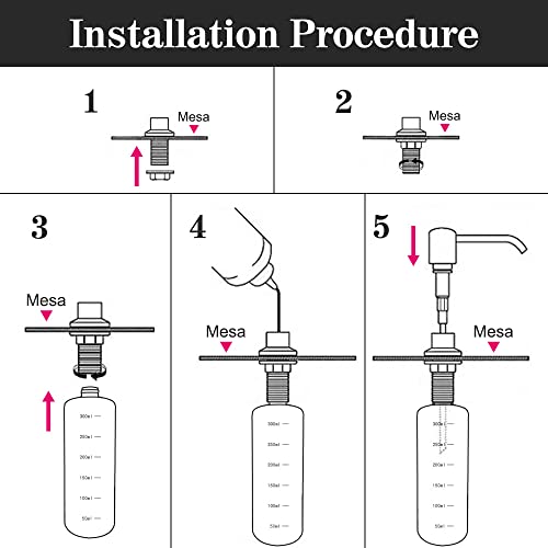 Seifenspender Spülbecken Küche, 350ml Küche Einbau Edelstahl Spülmittelspender für Spüle, Nachfüllbar Seifenspender mit 360° Rotation Pump für Küche Waschbecken (Edelstahl)