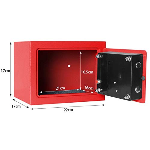 Lysmics 金庫 ミニ金庫 電子金庫 テンキー式 小型 家庭用 壁付け対応 緊急キー付き (レッド) の商品画像 4