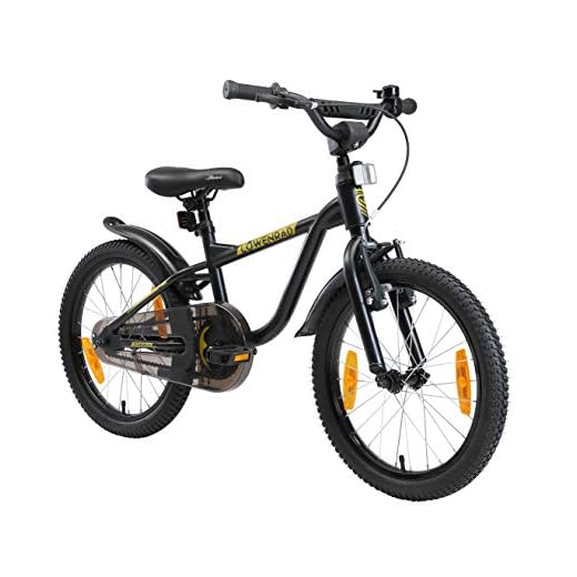 LÖWENRAD Barncykel från 5 år med broms | cykel för pojkar och flickor 18" tum | Zvart