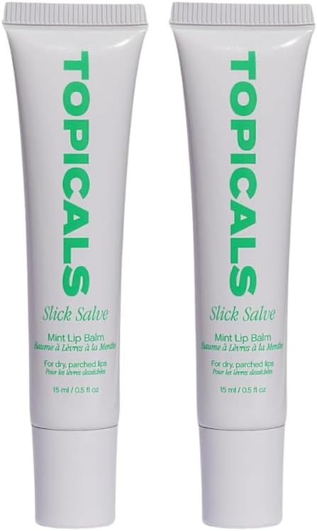 Slick Salve Mint Glossy Lip Balm | Soothes Discomfort, Strengthens Barrier & Provides Lasting Hydration & Relief | Vegan, Paraben-Free Formula w/Hyaluronic Acid (2 Pack, 0.5 Fl Oz Each)