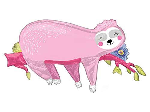 Cheerful Pink Sloth Jumbo 37" Foil Party Balloon