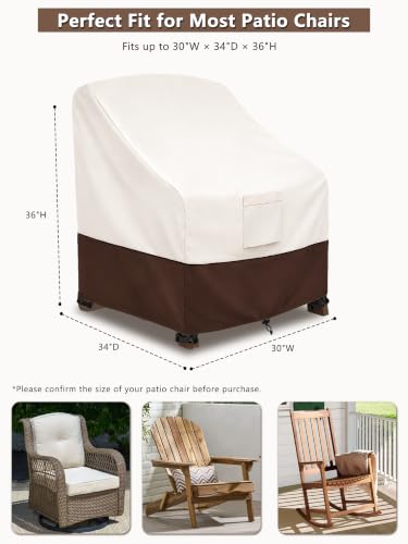 Image of Bitubi Waterproof 2 Pack Patio Adirondack Chair Cover for Outdoor Chair Size Up to 30W x 34D x 36H inch,Outdoor Lawn Patio Furniture Covers (Brown)