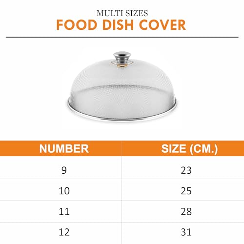 Image of Prabha Stainless Steel Dish Cover | Keep Your Food Fresh and Stylish | Ideal for Home & Kitchen, Flies Mosquitoes Insect Proof Dining Tables Covers Fruits, Cake, Vegetable, Rice Cover. (23 CM)