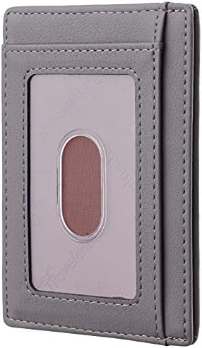 Travelambo Front Pocket Minimalist Leather Slim Wallet RFID Blocking Medium Size