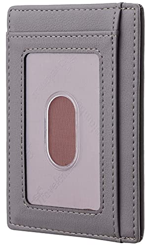Travelambo Front Pocket Minimalist Leather Slim Wallet RFID Blocking Medium Size