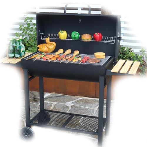Barbecue en Baril, Barbecue Portable, avec Contrôle de la Température, Plate-forme Double Face, Barbecue Au Charbon de Bois Fumé, Barbecue Dans Toutes les Directions, Bac À Cendres Extractible, Adapté