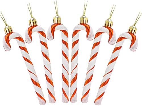 Christmas Concepts® Pack Of 6-13cm Glitter Candy Cane Christmas Tree Decorations (Baby Pink & White)