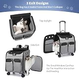 PETCUTE Katzenrucksack Hunderucksack mit Trolley 2 in 1 bis 11 kg,Faltbarer Hundetrolley mit 4 Rädern,Herausnehmbarer Matte,Multifunktionaler,Atmungsaktive Haustier-Reisetrage für Katzen und Welpen