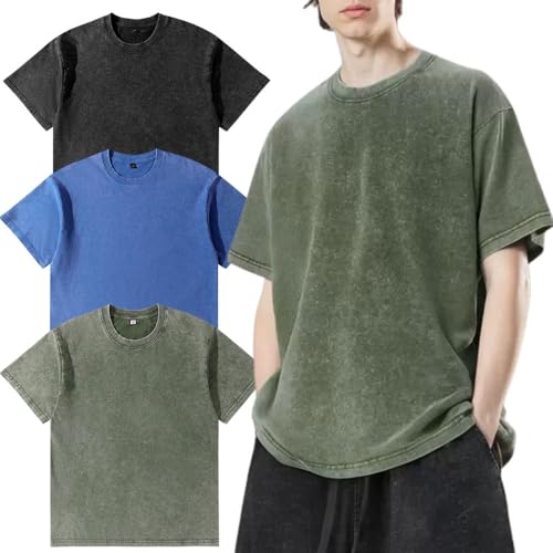 T-shirt oversize pour hommes, lot de 3, T-shirt de base en...