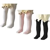 Century Star Tights for girls Baby tights Thick Girls tights Newborn tights Baby leggings baby girl winter clothes 3 Pairs White Black Pink 6-12 Months