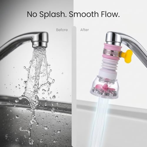 Image of 360 Rotating Water Faucet Aerator (Pack of 2) | Anti-Splash Tap Nozzle | Adjustable Expandable Faucet Sprayer | Kitchen & Bathroom Tap Filter Attachment