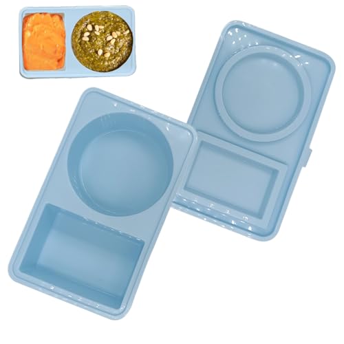 Contenedores de aperitivos reutilizables, pequeños contenedores de bocadillos | Caja de condimentos de silicona | Contenedores de comida portátiles de doble compartimentación a prueba de fugas con