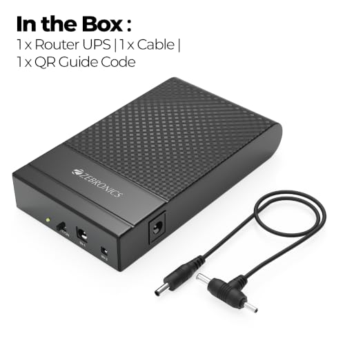 Image of Zebronics Router UPS, 4000mAh Battery, Upto 4 Hours Backup, 3A Output, Dual Input Ports, Fast Charging, Over Voltage & Short Circuit Protection, Portable and Carry-Friendly (EnergiUPS 4K)