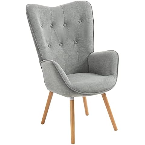 Butaca nórdica sillón acolchado con reposabrazos y patas de madera Cover