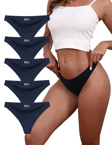 Image of Seamless Underwear for Women, No Show Stretch Bikini Panties, Silk Crotch, Invisible Hipster, 6-Pack