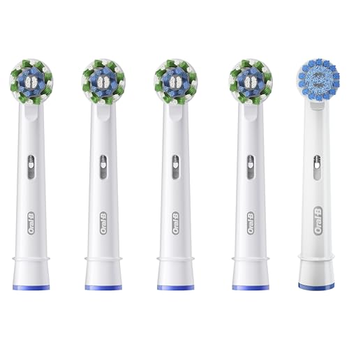 Oral-B CrossAction Electric Toothbrush Replacement Brush Heads, Black, 4 Count + 1 Sensitive White - image 8