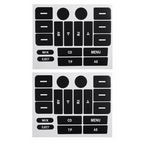 Autocollants bouton radio VW noir mat kit de 2 stickers de rechange pour commandes CD stéréo