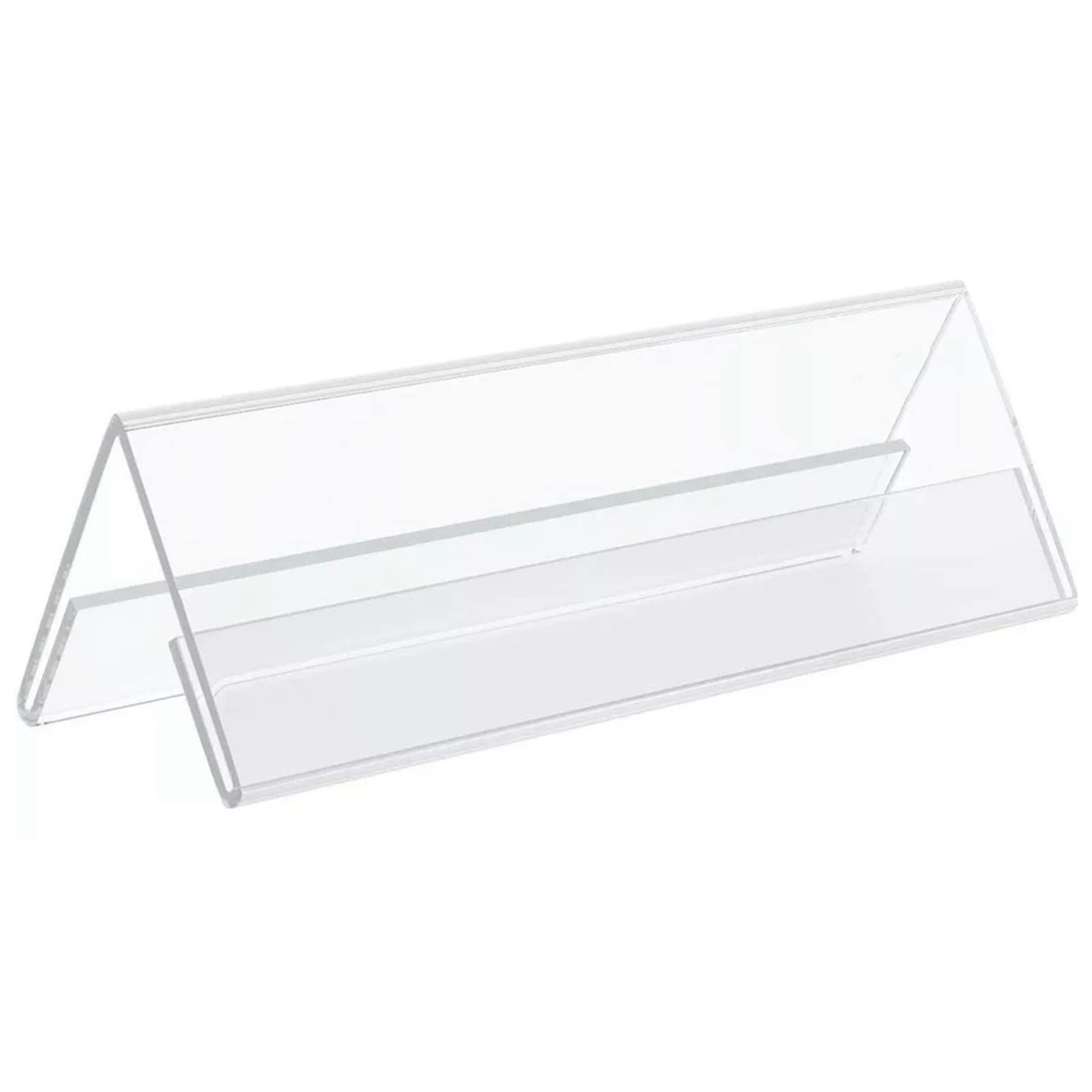 CHEOTIME 5Pcs Name Plate for Desk, Double Sided Clear Tent Name Plate Display V Shaped Base Name Card Holder for Office School Store Business