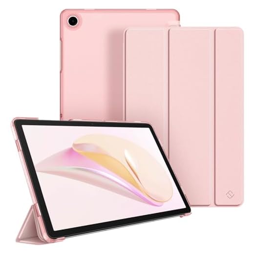 Fintie Capa SlimShell para Samsung Galaxy Tab A9 Plus/A9+ 5G 11 polegadas modelo 2023 (SM-X210/X216/X218), suporte leve, translúcido, fosco na parte traseira, despertar/hibernar, ouro rosa