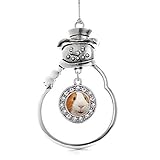 Inspired Silver - I Love Guinea Pigs Charm Ornament - Silver Circle Charm Snowman Ornament with...