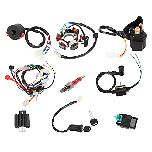 Modelli compatibili: il cablaggio quadruplo può essere sostituito per quasi tutti gli anni Motore verticale con avviamento elettrico cinese 50 cc 70 cc 90 cc 110 cc 125 cc. Sostituzione per Taotao, sostituzione per Coolster, ecc.