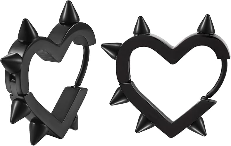 Spike Earrings for Woman, Heart Punk Hoop Earrings, Y2k Emo Accessories Gothic Earrings Jewelry, Gothic Grunge Earrings New Year Christmas Jewelry Gifts for Women Men