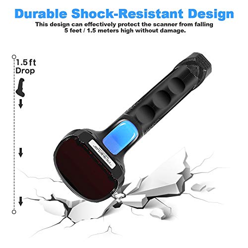 Barcode Scanner Wireless & Wired Handheld, Turimon Rechargeable Barcode Reader Scanner, USB Quick Laser Barcode Scanner Gun for Library Book, Warehouse Inventory, Store Price Tag