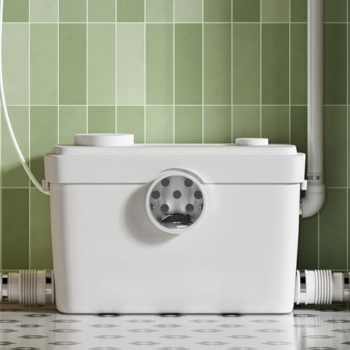 750W Macerator-Pumpe für WC Hebeanlage – Kupfermotor, 3 Anschlüsse (Toilette/Dusche/Waschbecken), 11m Förderhöhe, flach für Wandmontage