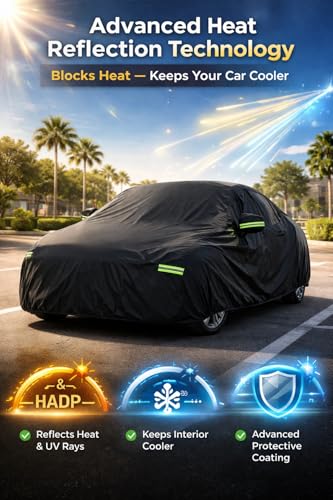 Image of Car Cover Waterproof All Weather for Automobiles, Outdoor Full Exterior Covers for Sedan Black(Suggest Car Length from 194 inch-208 inch)