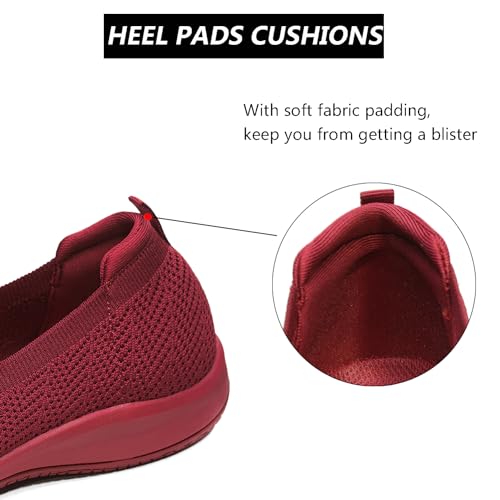 Image of LEDINEY Women's Flats Slip On Go Walk Shoes for Women Comfortable Walking Sneakers Knit Low Wedge Dressy Ballet Shoes Zapatos para Mujer