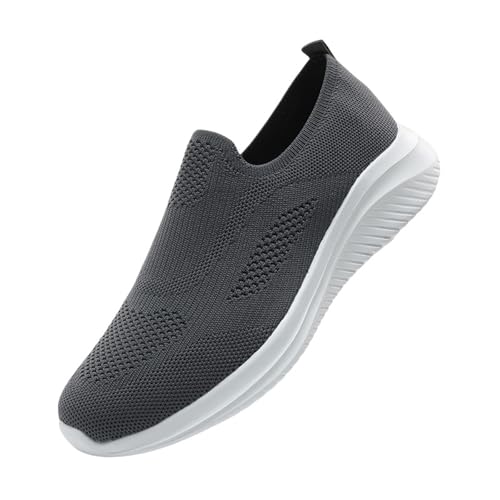 Zapatillas deportivas para hombre, talla 9, a la moda, ligeras y transpirables, informales, talla 9, para hombre, gris oscuro, 42 EU XX-estrecho