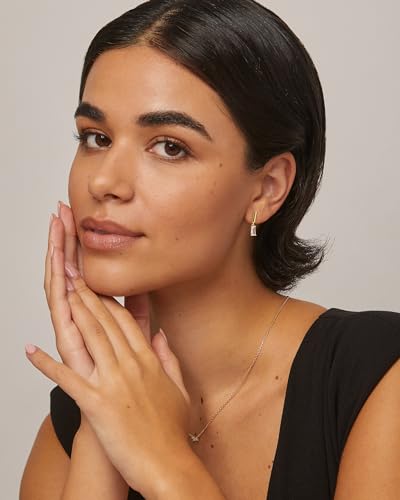 PAVOI 14K Gold Plated Sterling Silver Posts Mini Bar Drop Dangle Flatback Earrings for Women | Dainty Helix Cartilage Piercing Jewelry | Baguette Bezel Marquise Pearl Cubic Zirconia Screwback Stud Earrings4