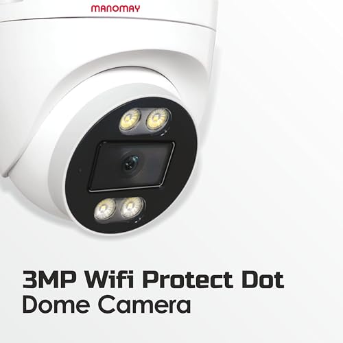 Image of MANOMAY 3MP WiFi CCTV Dome Camera | BIS-ER (STQC Certified) | Full Color Night Vision | Human Detection | 2-Way Audio | 10X Zoom | Memory Card up to 256GB & Cloud | Alexa Support