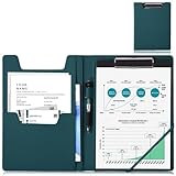ProCase Clipboard Folder Portfolio, Leather Business Padfolio Organizer Letter Size Professional Folder Binder for Interview Meeting Resume Office Conference School -DarkGreen