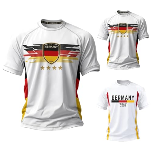 Maillot Coupe du Monde d'Allemagne Tee Shirt Homme Manche Courte en Coton Imprime Patriotique Confortable Respirant Maillot de Foot Léger Adapté aux Matches...