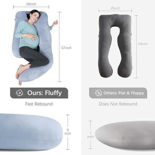 Image of MOON PARK Pregnancy Pillows for Sleeping - Non Compressed Packaging, U Shaped Full Body Maternity Pillow with Removable Cover - Support for Back, Legs, Belly, HIPS - 57 Inch - Grey