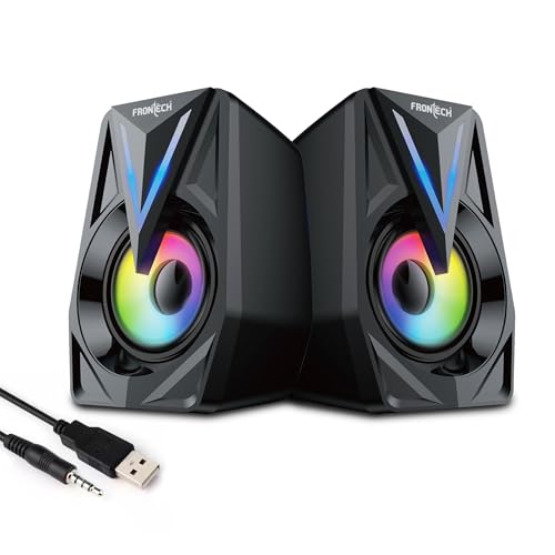 Image of FRONTECH Multimedia Speakers | 12W Output | 2.0 Channel Stereo Sound | RGB Lighting | USB Powered | 3.5mm AUX | 1 Year Warranty (SPK-0014)