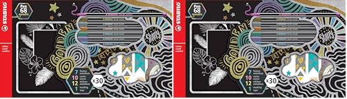 Feutre metallise STABILO Pen 68 et lot de cartes noires pour dessin et loisirs creatifs DIY