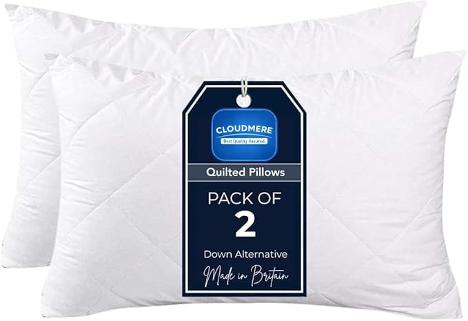 2 Pack Premium Hotel Quality Pillows – Quilted Cover & Soft Hollowfibre Filling – Down Alternative Bed Pillows for Back, Side & Stomach Sleepers – Plush & Supportive