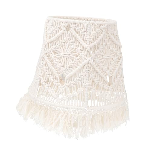 DOITOOL Makramee Lampenschirm Handgewebt Baumwollseil Böhmischer Hängelampenschirm Stehlampenabdeckung Wohnzimmer Schlafzimmer Babyzimmer