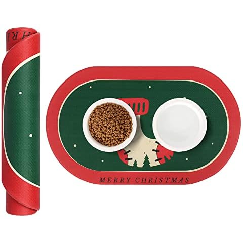 HACHIKITTY Pet Food Mat for Floor Waterproof Dog Bowl Mat, Pet Bowl Placemat Nonslip Dog Feeding Mat Dog Eating Mat, Absorbent Fabric Waterproof Backing, Slip-Resistant Machine Washable (25" x14") Cover