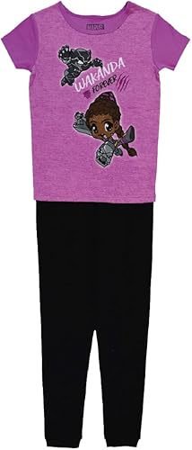Marvel Girls' Black Panther Wakanda Forever Groot 2-Piece Snug-fit Cotton Pajamas Set