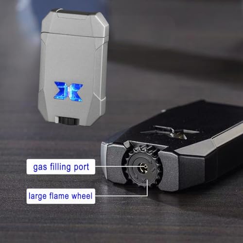 Mecha Dual-Flame Encendedor Resistente al Viento con LED miniatura 5
