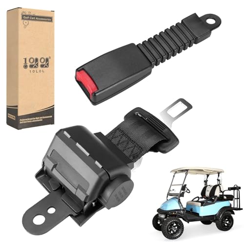 10L0L Cinturones de seguridad para carrito de golf para Yamaha, EZGO, Club Car, cinturones de seguridad retráctiles universales de 42 pulgadas con hebillas, con certificación DOT