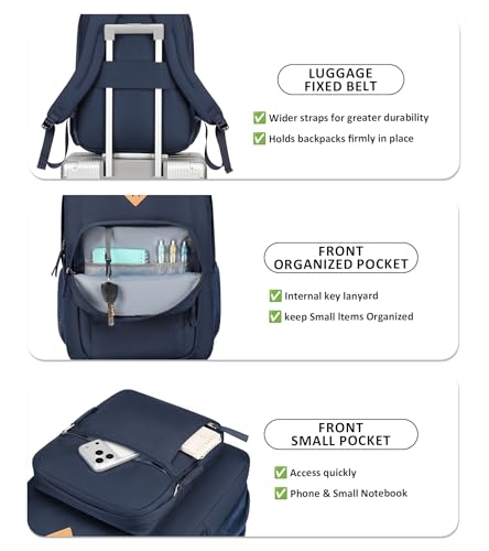 Image of abshoo Classical Basic Womens Travel Backpack For College Men Water Resistant Large Bookbag (Navy)